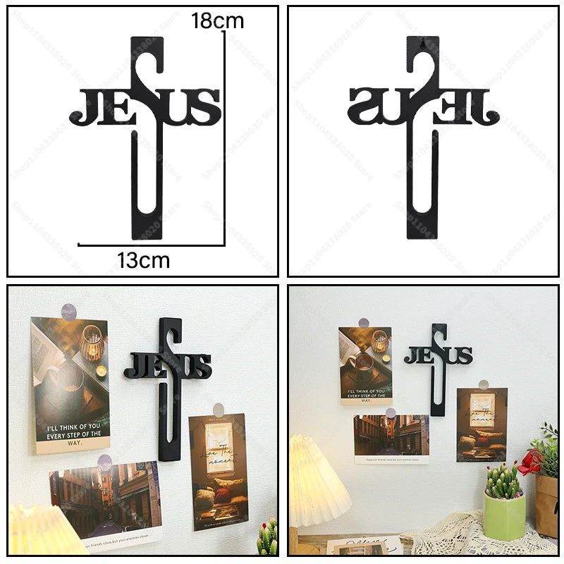 Cruz de pared con grabado JESUS – Decoración cristiana para el hogar o iglesia | Alma & Luz