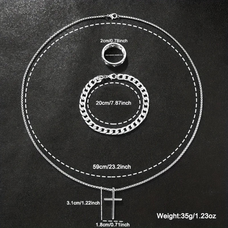 Set cristiano “Fortaleza en la Fe” – Collar, pulsera y anillo | Alma & Luz