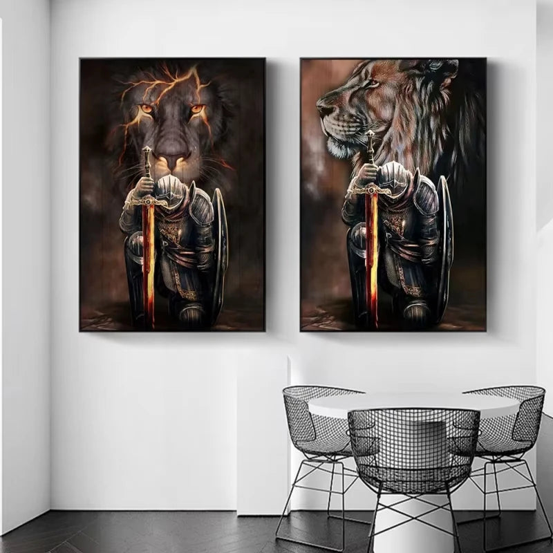 Cuadro “El Guardián de la Fe” – Jesús, el León y el Guerrero