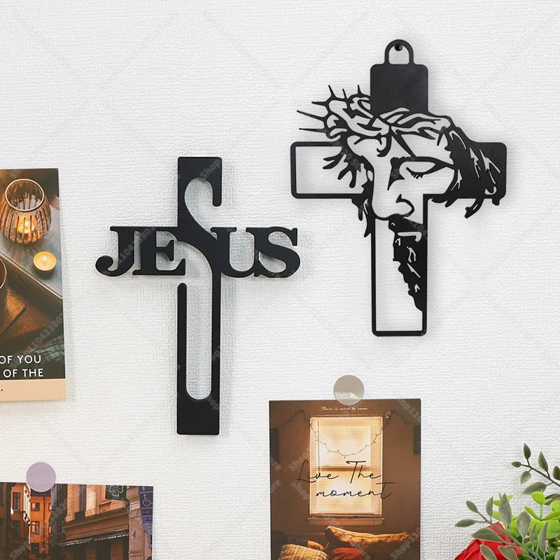 Cruz de pared con grabado JESUS – Decoración cristiana para el hogar o iglesia | Alma & Luz