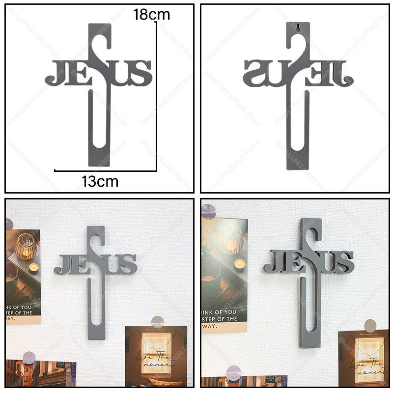 Cruz de pared con grabado JESUS – Decoración cristiana para el hogar o iglesia | Alma & Luz