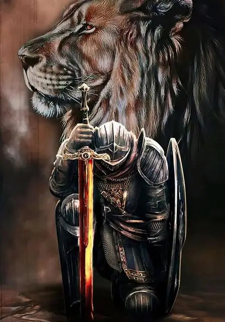 Cuadro “El Guardián de la Fe” – Jesús, el León y el Guerrero