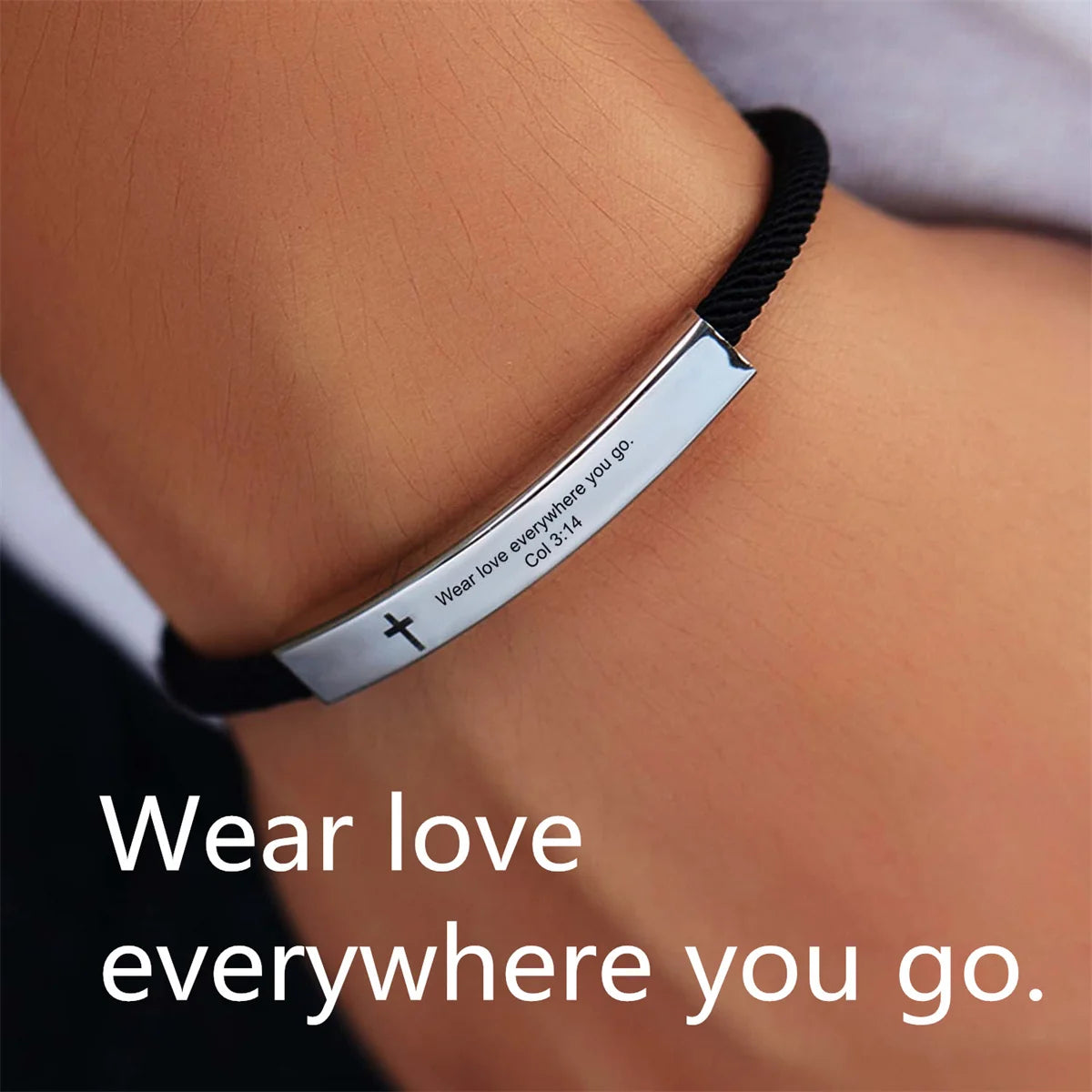 Pulsera cristiana “Verso de Fe” – Acero inoxidable con grabado bíblico | Alma & Luz