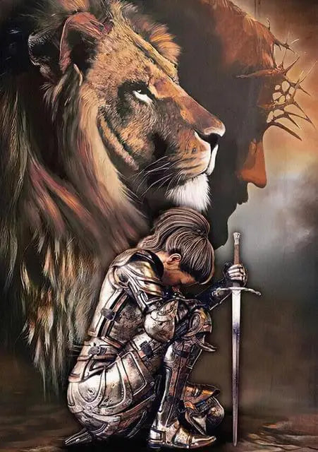 Cuadro “El Guardián de la Fe” – Jesús, el León y el Guerrero