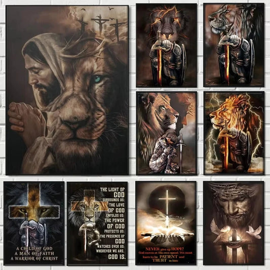 Cuadro “El Guardián de la Fe” – Jesús, el León y el Guerrero