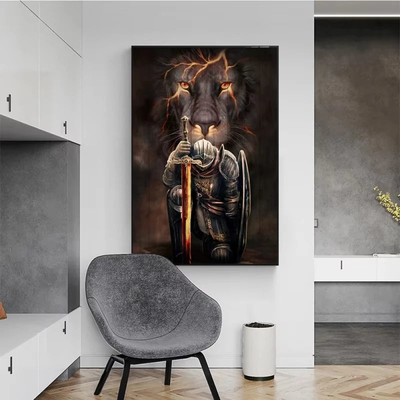 Cuadro “El Guardián de la Fe” – Jesús, el León y el Guerrero